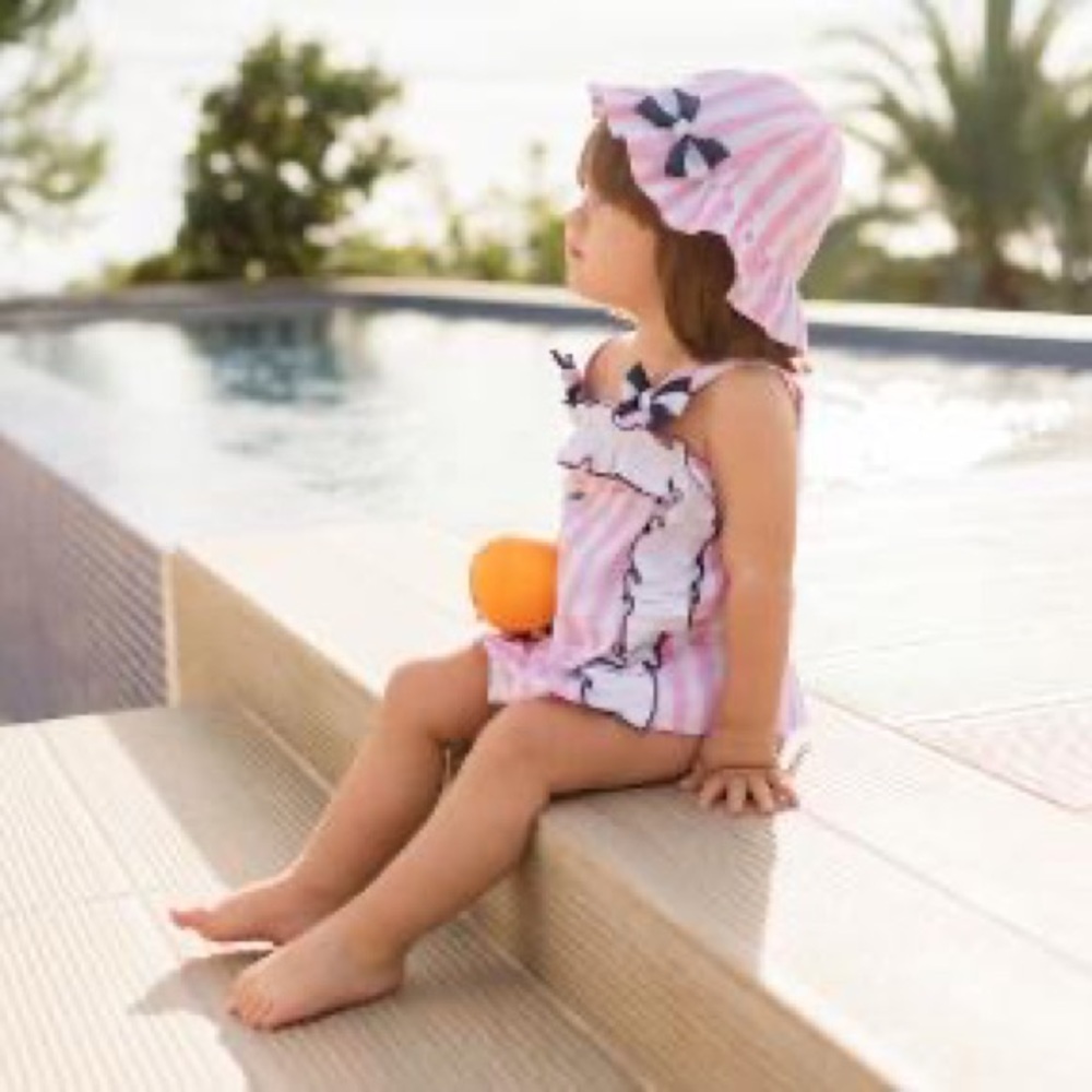 Pink Stripe Baby Girl Swim Set